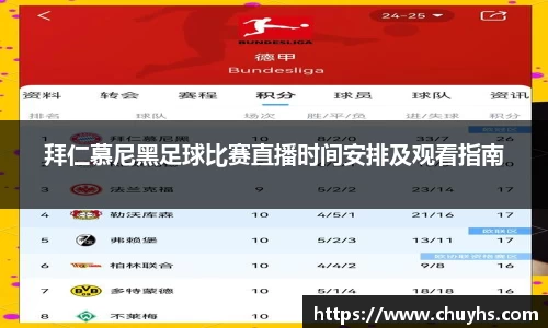 拜仁慕尼黑足球比赛直播时间安排及观看指南